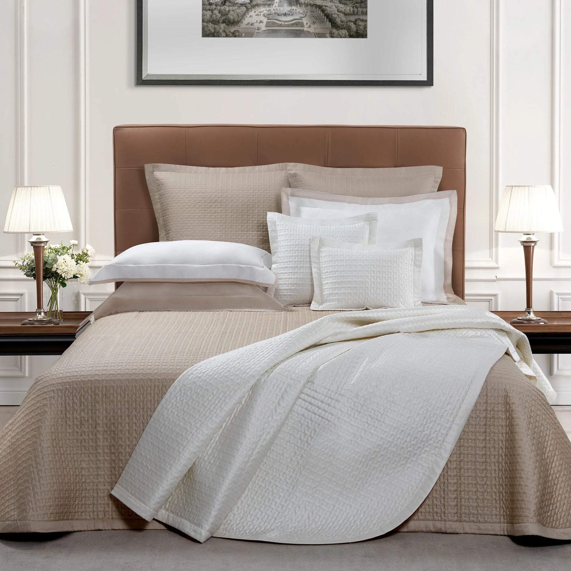 Paire de taies d'oreiller matelassées Positano Ivoire standard