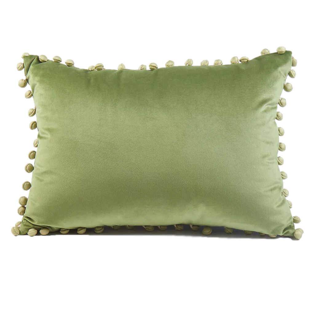 Coussin décoratif à bordure sauge