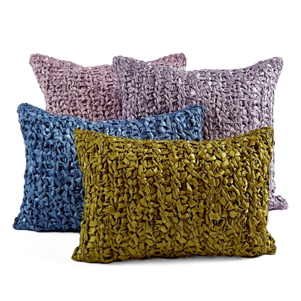 Coussin décoratif en tricot ruban